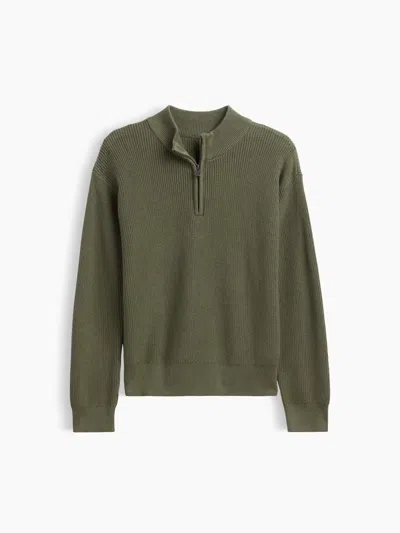 Gap Factory Kids Relaxed Quarter-zip Sweater In Tweed Green