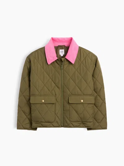 Gap Factory Kids Relaxed Quilted Barn Jacket In Army Jacket Green