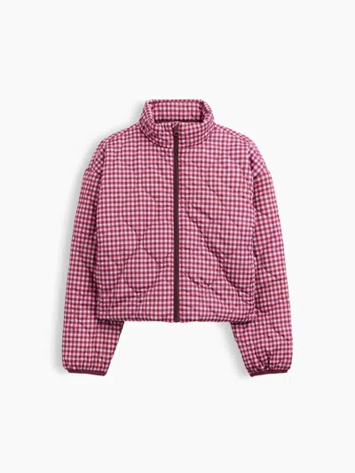 Gap Factory Kids Relaxed Quilted Jacket In Pink Plaid