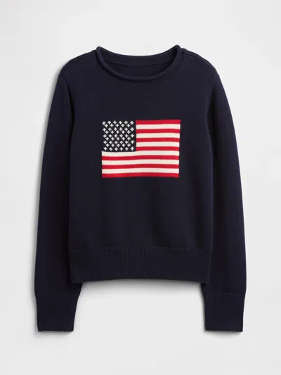 Gap Factory Kids Relaxed Roll Neck Intarsia Sweater In Blue