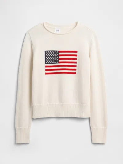 Gap Factory Kids Relaxed Roll Neck Intarsia Sweater In White