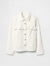 Gap Factory Kids Relaxed Ruffle Denim Shirt Jacket In White