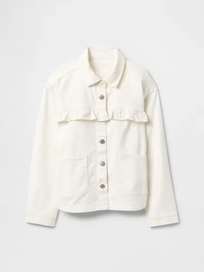 Gap Factory Kids Relaxed Ruffle Denim Shirt Jacket In White