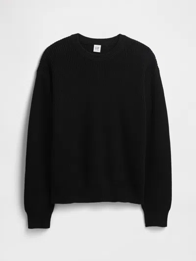 Gap Factory Kids Relaxed Shaker-stitch Crewneck Sweater In Black