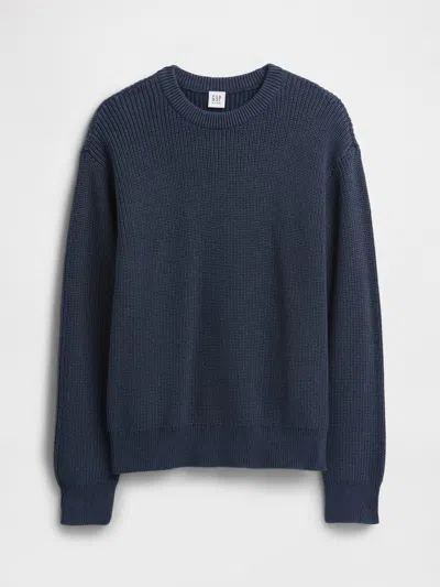 Gap Factory Kids Relaxed Shaker-stitch Crewneck Sweater In Blue
