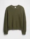 Gap Factory Kids Relaxed Shaker-stitch Crewneck Sweater In Green