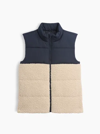 Gap Factory Kids Relaxed Sherpa Puffer Vest In New Classic Navy