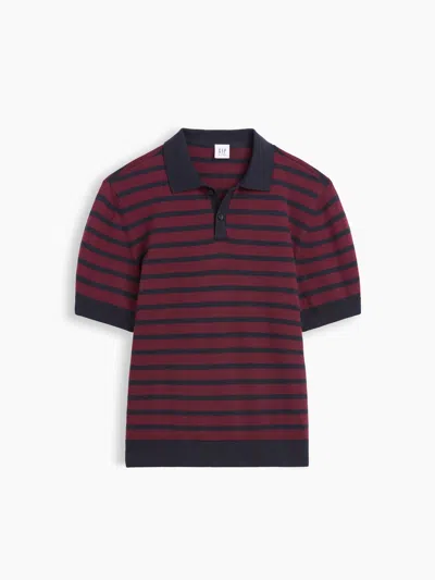 Gap Factory Kids Relaxed Sweater Polo Shirt Shirt In Tuscan Red