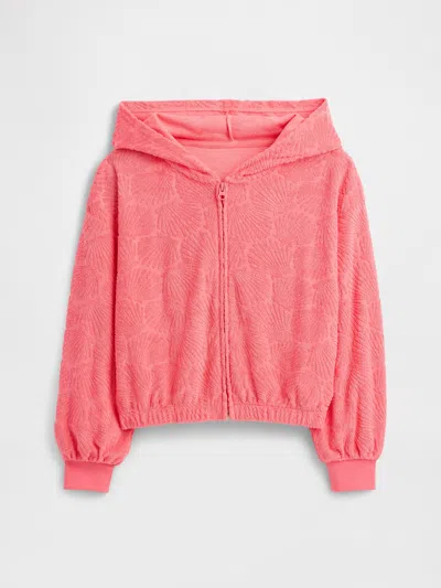 Gap Factory Kids Relaxed Towel Terry Zip Hoodie In Pink