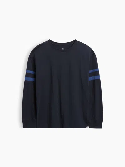 Gap Factory Kids Relaxed Varsity Crewneck T-shirt In New Classic Navy