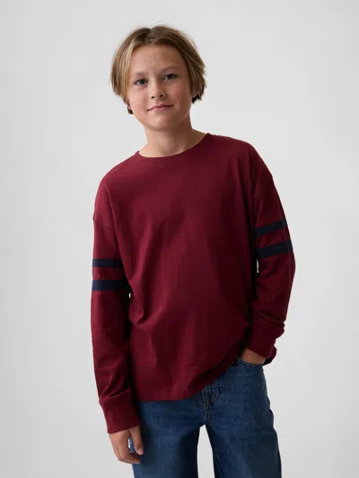Gap Factory Kids Relaxed Varsity Crewneck T-shirt In Radish Red
