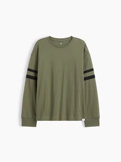 Gap Factory Kids Relaxed Varsity Crewneck T-shirt In Tweed Green