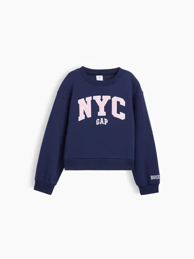 Gap Factory Kids Relaxed Wedge Gap Logo Sweatshirt In Navy Blue Nyc