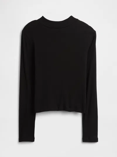 Gap Factory Kids Ribbed Mockneck Top In Black
