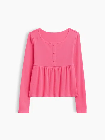 Gap Factory Kids Ribbed Peplum Top In Fandango Pink