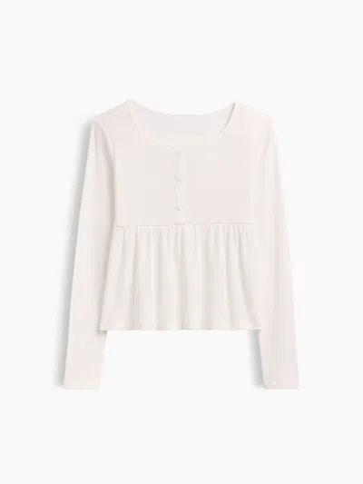 Gap Factory Kids Ribbed Peplum Top In New Off White