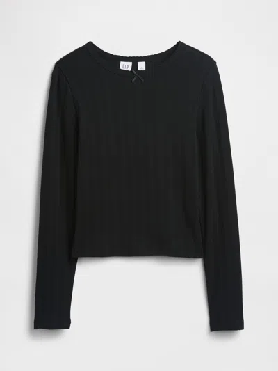 Gap Factory Kids Ribbed Pointelle T-shirt In Black