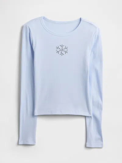 Gap Factory Kids Ribbed Pointelle T-shirt In Blue