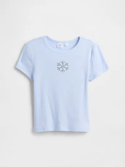 Gap Factory Kids Ribbed Pointelle T-shirt In Blue