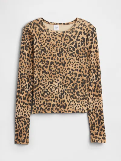 Gap Factory Kids Ribbed Pointelle T-shirt In Brown