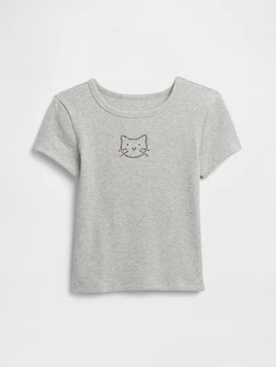 Gap Factory Kids Ribbed Pointelle T-shirt In Gray