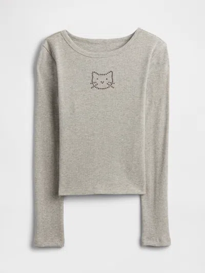 Gap Factory Kids Ribbed Pointelle T-shirt In Gray