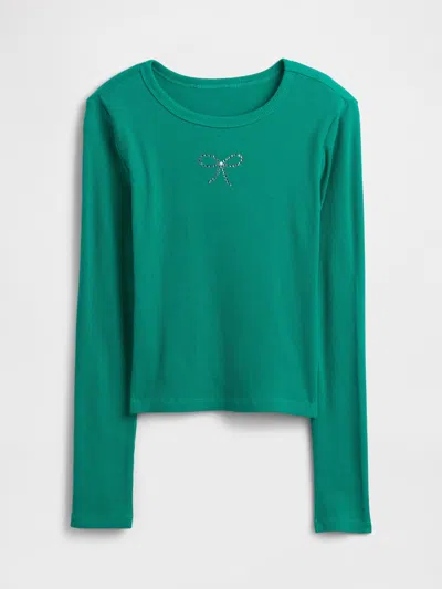 Gap Factory Kids Ribbed Pointelle T-shirt In Green