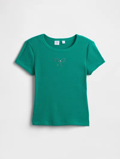 Gap Factory Kids Ribbed Pointelle T-shirt In Green