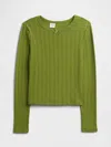 Gap Factory Kids Ribbed Pointelle T-shirt In Green