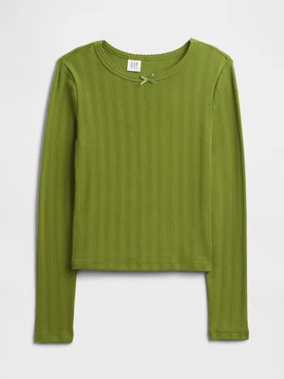 Gap Factory Kids Ribbed Pointelle T-shirt In Green