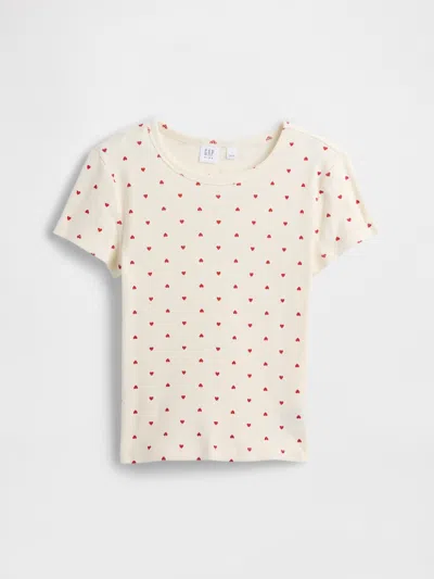 Gap Factory Kids Ribbed Pointelle T-shirt In Neutral