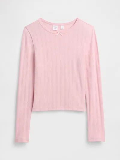 Gap Factory Kids Ribbed Pointelle T-shirt In Pink