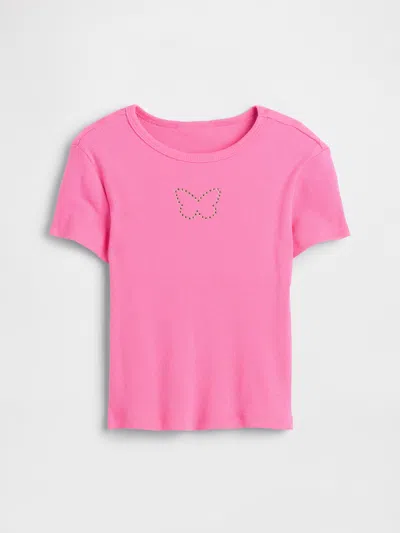Gap Factory Kids Ribbed Pointelle T-shirt In Pink