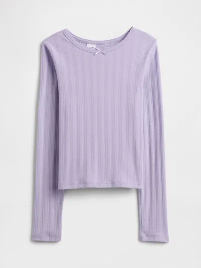 Gap Factory Kids Ribbed Pointelle T-shirt In Purple