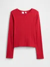 Gap Factory Kids Ribbed Pointelle T-shirt In Red