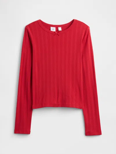 Gap Factory Kids Ribbed Pointelle T-shirt In Red