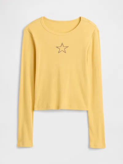 Gap Factory Kids Ribbed Pointelle T-shirt In Yellow