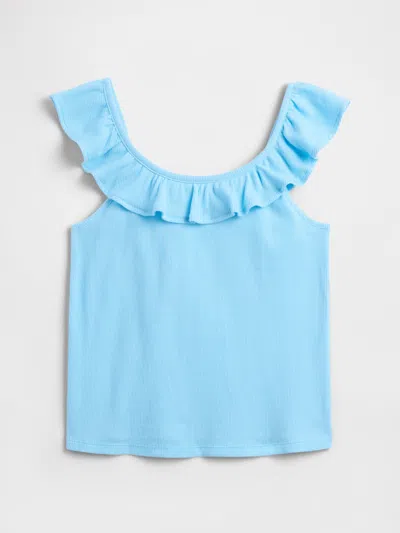 Gap Factory Kids Ribbed Ruffle Tank Top In Blue