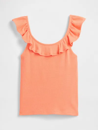 Gap Factory Kids Ribbed Ruffle Tank Top In Orange