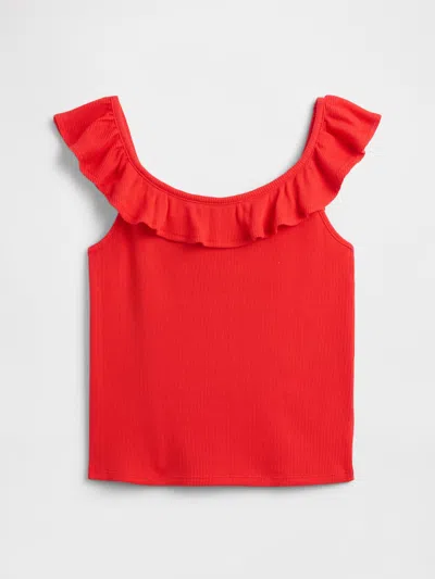Gap Factory Kids Ribbed Ruffle Tank Top In Red