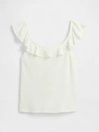 Gap Factory Kids Ribbed Ruffle Tank Top In White