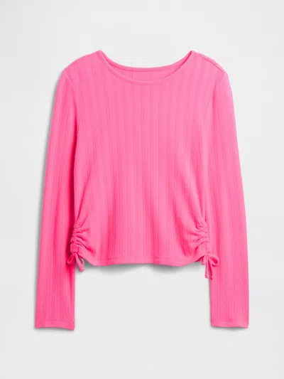 Gap Factory Kids Ruched Pointelle Top In Pink