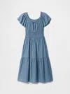 Gap Factory Kids Smocked Midi Dress In Blue