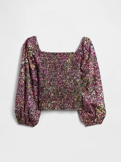Gap Factory Kids Squareneck Puff Sleeve Top In Multi