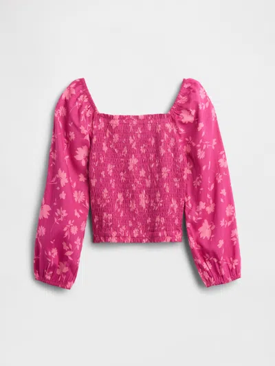 Gap Factory Kids Squareneck Puff Sleeve Top In Pink