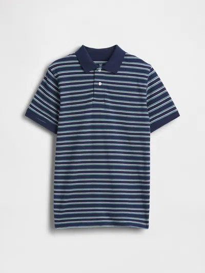 Gap Factory Kids Stripe Pique Polo Shirt Shirt In Blue