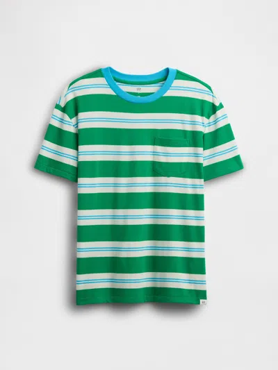 Gap Factory Kids Stripe Pocket T-shirt In Green
