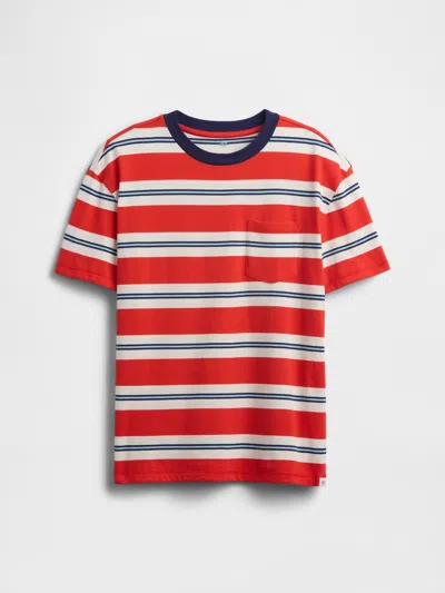 Gap Factory Kids Stripe Pocket T-shirt In Red