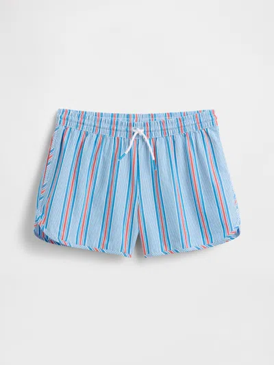 Gap Factory Kids Stripe Poplin Pull-on Shorts In Blue