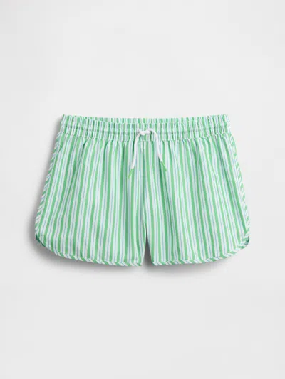 Gap Factory Kids Stripe Poplin Pull-on Shorts In Green